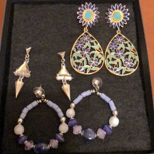 3 pairs of pierced earrings